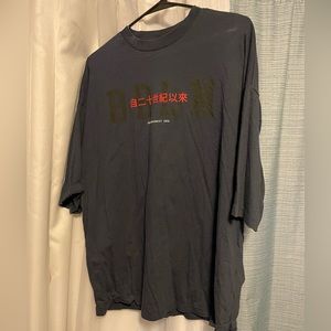 ASOS DESIGN oversized t-shirt in navy with Berlin city layered text print